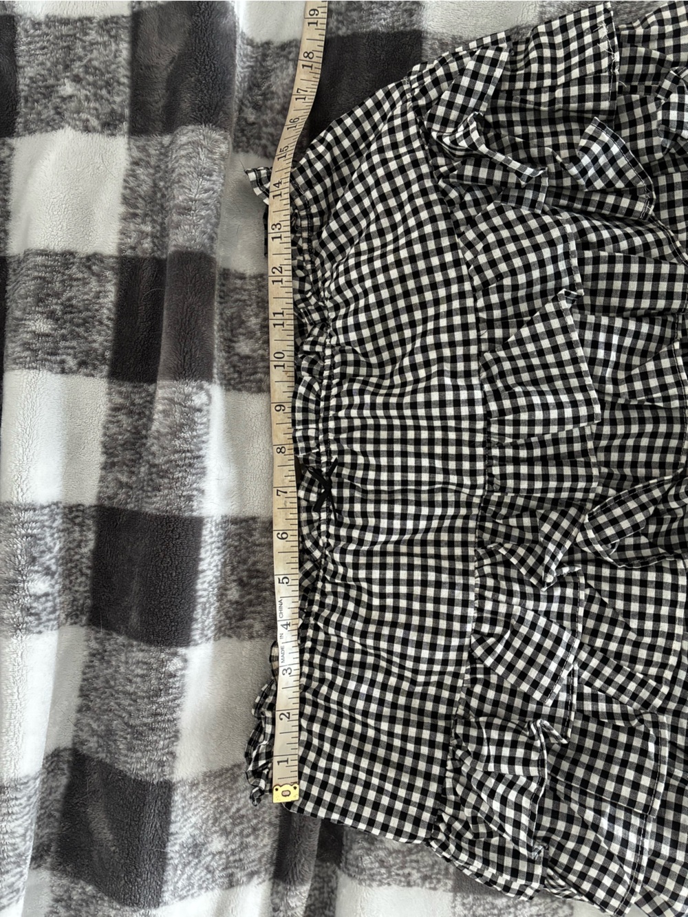 Cotton Candy Black & White Gingham Ruffle Mini Skirt with shorts underneath - Picture 7 of 8